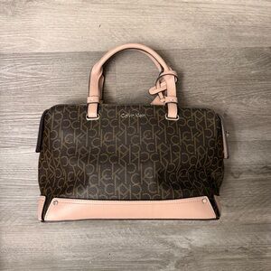 Calvin Klein Signature Brown and Pink Satchel